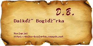 Dalkó Boglárka névjegykártya